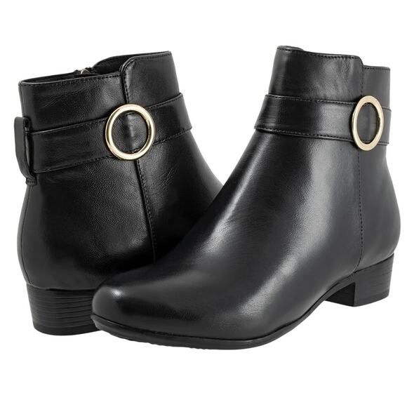 Trotters Womens Melody Ankle Booties US 10.5 NARROW Black Leather NIB - Picture 1 of 14